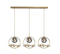 QTHWB LED Pendant Fitting, Industrial Bird Glass Ceiling Fixture Chandelier Circle Globe Suspension Lights Hanging Lamp (3-Light) (Color : Grey)