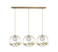 QTHWB LED Pendant Fitting, Industrial Bird Glass Ceiling Fixture Chandelier Circle Globe Suspension Lights Hanging Lamp (3-Light) (Color : Transparent)
