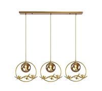 QTHWB LED Pendant Fitting, Industrial Bird Glass Ceiling Fixture Chandelier Circle Globe Suspension Lights Hanging Lamp (3-Light) (Color : Amber)