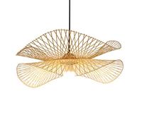 QTHWB Light Hallway Decoration Wicker with Fixtures Double-Layer Chandelier Lamp Large Hanging Lampshade Fixture Home Decor Dining Room, a, 65cm