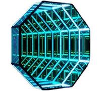 QTHWB Light,Remote Control Infinity Wall Frame with Multicolor Color Changing Tunnel Mirror Light Table Lamp Party Home Decor(30CM, A)