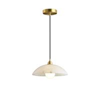 QTHWB Marble Semicircle Alabaster Chandelier Golden Copper Indoor Home Use Pendant Light Single Head Hanging Lamp for Above The Dining Table
