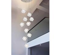 QTHWB Minimalist Staircase Long Chandelier Villa Glass lampshape Creative Spiral Ceiling Pendant Light for Living Room 40x200cm Home Decor Lamp, Cold White 10 Lights