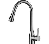QTHWB Mixer Pull Out Stainless Steel Faucet Single Handle Swivel Sink Tap Brushed Nickel Kitchen Taps with Sprayer & Bubbler Water Modes Thriving