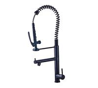 QTHWB Mixer Tap Heavy Duty Pre-Rinse Spring Loaded Sink Single Handle with Sprayer, Pull Out Kitchen Faucet in Black Bronze Easy to i