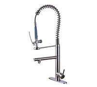 QTHWB Mixer Tap Heavy Duty Pre-Rinse Spring Loaded Sink Single Handle with Sprayer, Pull Out Kitchen Faucet in Black Bronze Easy to i