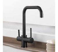 QTHWB Modern Black Brass Faucet with Water Filter - Stylish Mixer Tap Kitchen Sink Easy Installation Durable Design Perfect for Home & Office Use