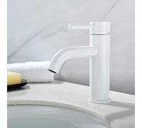 QTHWB Modern White Stainless Steel Bathroom Mixer Tap for Basin Sink Sleek Design and Durable Construct
