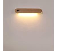 QTHWB Motion Sensor Night Wooden Magnetic USB Rechargeable Reading Light Wall Sconces Lamps for Kids Room Bed Home Office
