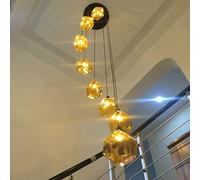 QTHWB Multi Lights Glass Chandelier Spiral for Staircase Duplex Building Pendant Light Villa Hollow Living Room Small Apartment Loft Rotating Long (Size 8 Balls) Made in China