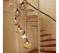 QTHWB Multi Lights Glass Chandelier Spiral for Staircase Duplex Building Pendant Light Villa Hollow Living Room Small Apartment Loft Rotating Long (Size 6 Balls) Made in China
