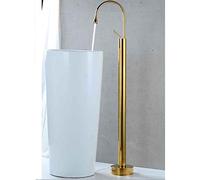 QTHWB N/A Freestanding Filler, Floor Mount Bathtub Brass Handle Pedestal Basin Mixer Tap, Single Function Tub Faucet with 360 Degrees Swivel Spout,D,Without holes