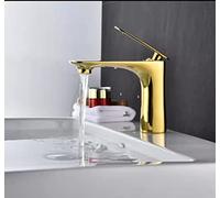QTHWB Nordic Black Copper countertop Basin Toilet Black Gold washbasin wash Basin Basin hot and Cold Water Faucet, Low Gold
