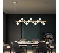 QTHWB Nordic Brass Magic Bean Pendant Light For Dining Room Island,Mid Century Ceiling Globe Glass, Linear Chandelier 13 Lights-Gold 100x25cm(39x10inch)