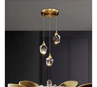 QTHWB Nordic Classical Crystal Cluster Pendant Cube Glass Brass Hanging Ceiling Lamp Kitchen Island Over Sink Foyer Chandelier Light for Staircase Di