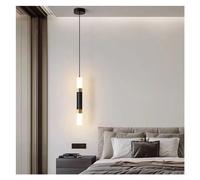 QTHWB Nordic Decorate Mid Century Black Gold Bar Hanging 2 Light Up Down Kitchen Island Linear Ceiling Pendant Lamp Long Foyer Chandelier for Staircase Dining Room
