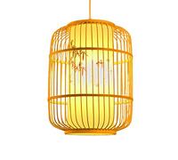 QTHWB Pendant Hand-Woven Lantern Lamp Rattan Single Light Weaving Natural Wooden Ceiling Hanging Fixture Wicker Chandelier for Kitchen Dining Living Room Restaurant Farmhouse