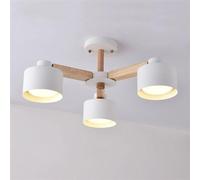 QTHWB Pendant Lights, LED Chandelier White Iron Lampshade Compatible with Foyer Wooden Ceiling Mounted Dining Lights,for Living Room