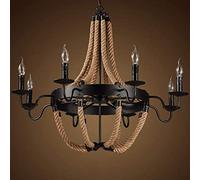 QTHWB Retro Lamp E27 Vintage Pendant Lamps Dining Room Chandelier Industrial Country House Nostalgic Height-Adjustable Light Loft Bar Cafe Decoration Iron Hanging Lighting,8 Heads