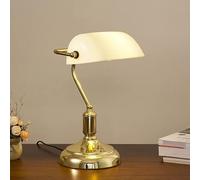 QTHWB Retro Table Lamp Bankers Lamp/Office Lights White Glass Pull Green Lampshade Desk Lamp,for Various Rooms