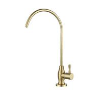 QTHWB Retro Water Filter Kitchen Sink Taps Swan Neck Faucet Stainless Steel Single Cold Brushed Gold