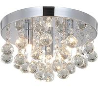 QTHWB Rounded Dimmable K9 Crystal Raindrop Chandelier Flush Mount Ceiling Light Fixtures,for Various Rooms