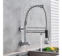 QTHWB Sink Faucet, Pull Down Water Taps, Spring Single Cold Wall Mounted Kitchen Mixer Easy to Install Thriving