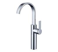 QTHWB Sink Waterfall Gooseneck Kitchen Faucet Single Handle Deck Mount Basin Mixer Tap,Black