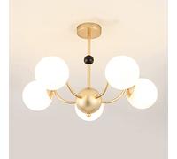QTHWB Sputnik Glass Chandelier Metal Nordic Hanging Living Room Dining Indoor Golden Iron LED Pendant Lamp Decor Lighting