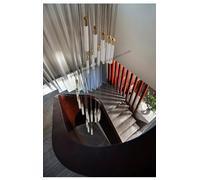 QTHWB Staircase Chandeliers for The Living Room Will Ceiling Fixture Glass Hanging Lamp Pendant (Neutral Light Gold,3 Heads)