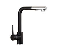 QTHWB Taps Deck Mounted Pull Out Kitchen Sink Faucet, Hot Cold Mixer Crane, Chrome Finished Type Water Spray Easy to Install (Color : Black) Thriving