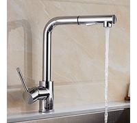 QTHWB Taps Deck Mounted Pull Out Kitchen Sink Faucet, Hot Cold Mixer Crane, Finished Type Water Spray Easy to Install (Color : Chrome) Thriving