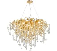 QTHWB Tree Branch Chandelier Round Raindrop Tassel Pendant Light Luxury Gold Ring Crystal Ceiling Hanging Light,for Various Rooms（One Color-60cm）