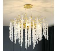 QTHWB Tree Branch Crystal Dining Room, 18.1" Gold Chandeliers, Large Lights Fixture For Bedroom Bathroom Foyer Kitchen, Branches And Crystals Ceiling Light Fixtures