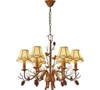 QTHWB Vintage Farmhouse Bird Chandelier French Country Fabric Shades Bronze Antique Rustic Pendant Light Dining Room Lamp For Bedroom Living Kitchen Island Foyer