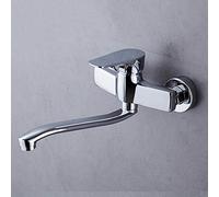 QTHWB Wall Mount Copper, Chrome-Plated, Wall-Mounted in-Wall Installation, hot and Cold Water, Faucet, Kitchen, Double Open, Sink, Balcony Laundry Pool,-D Chrome Plating