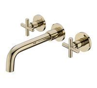 QTHWB Wall Mounted Double Cross Handles Bathroom Sink Faucet Brass Basin Mixer Tap Adjustable hot and Cold Water Lavatory Faucet,Titanium Economic Thriving
