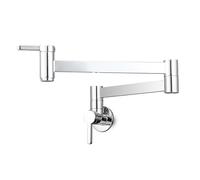QTHWB Wall Mounted Single Cold Water Tap Kitchen Sink Taps Wall Mount Kitchen Tap Single Cooling Water Outlet 360° Rotation Brass Gun Gray