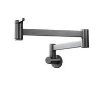 QTHWB Wall Mounted Single Cold Water Tap Kitchen Sink Taps Wall Mount Kitchen Tap Single Cooling Water Outlet 360° Rotation Brass Gun Gray