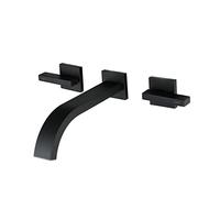 QTHWB Wall Mounted Waterfall Brass Basin Mixer Tap with Double Lever Handles Lavatory Faucet Hot and Cold Water Bathroom Vessel Sink Fauce econ Thriving