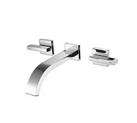 QTHWB Wall Mounted Waterfall Brass Basin Mixer Tap with Double Lever Handles Lavatory Faucet Hot and Cold Water Bathroom Vessel Sink Fauce econ Thriving