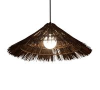 QTHWB Wicker Basket Hanging Light Hollow Lampshade Farmhouse Coastal Rattan Cage Woven Chandelier Fixtures - Handmade Ceiling Compatible with Kitchen Island Dining Hall,L