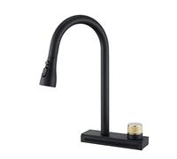 QTHWB with Pull Down Sprayer, Single Handle Stainless Steel Faucets, Waterfall Faucet for Kitchen Sink,