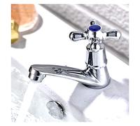 QTHWB Zinc Alloy wash Basin Bathroom Quick Opening Single Cold Water Cross Handle Toilet -Resistant Sink Faucet