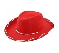 Qtinghua Adjustable Chin Strap Cowgirl Hats Western Hat for Women Girls Perfect for Themed Parties World Book Day or Any Other Fancy Dress Event (Red, 32cm*27cm*12cm)