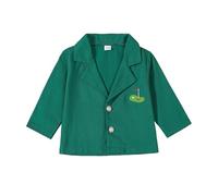 Qtinghua Baby Boy Girl Green Golf Embroidery Blazer Jacket Toddler Lapel Button Down Long Sleeve Coat Cute Spring First Birthday Outfit (Green, 9-12 Months)