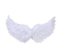 Qtinghua Fairy Wings for Kids Angel Costume with Halo Magic Wand Feather Dress Up Props Cosplay for Birthday Carnival Christmas Themed Party Halloween (White, 65 * 35cm)