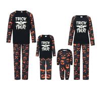 Qtinghua Halloween Family Pyjamas Set Glow in The Dark Ghost Print Matching PJs for Women Men Kids Baby Cosy Long Sleeve Sleepwear (Baby, 12-18 Months, B Black)