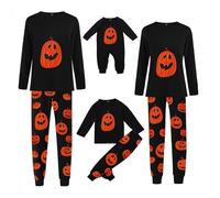 Qtinghua Halloween Family Pyjamas Set Glow in The Dark Ghost Print Matching PJs for Women Men Kids Baby Cosy Long Sleeve Sleepwear (Kids, 12 Years, C Black)