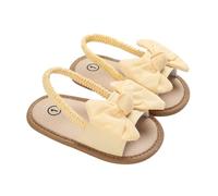 Qtinghua Infant Baby Girl Sandals Soft Sole Slipper with Big Bow Newborn Toddler First Walker Crib Dress Shoes Summer Outdoor Shoes (Yellow, 0_months-6_months)